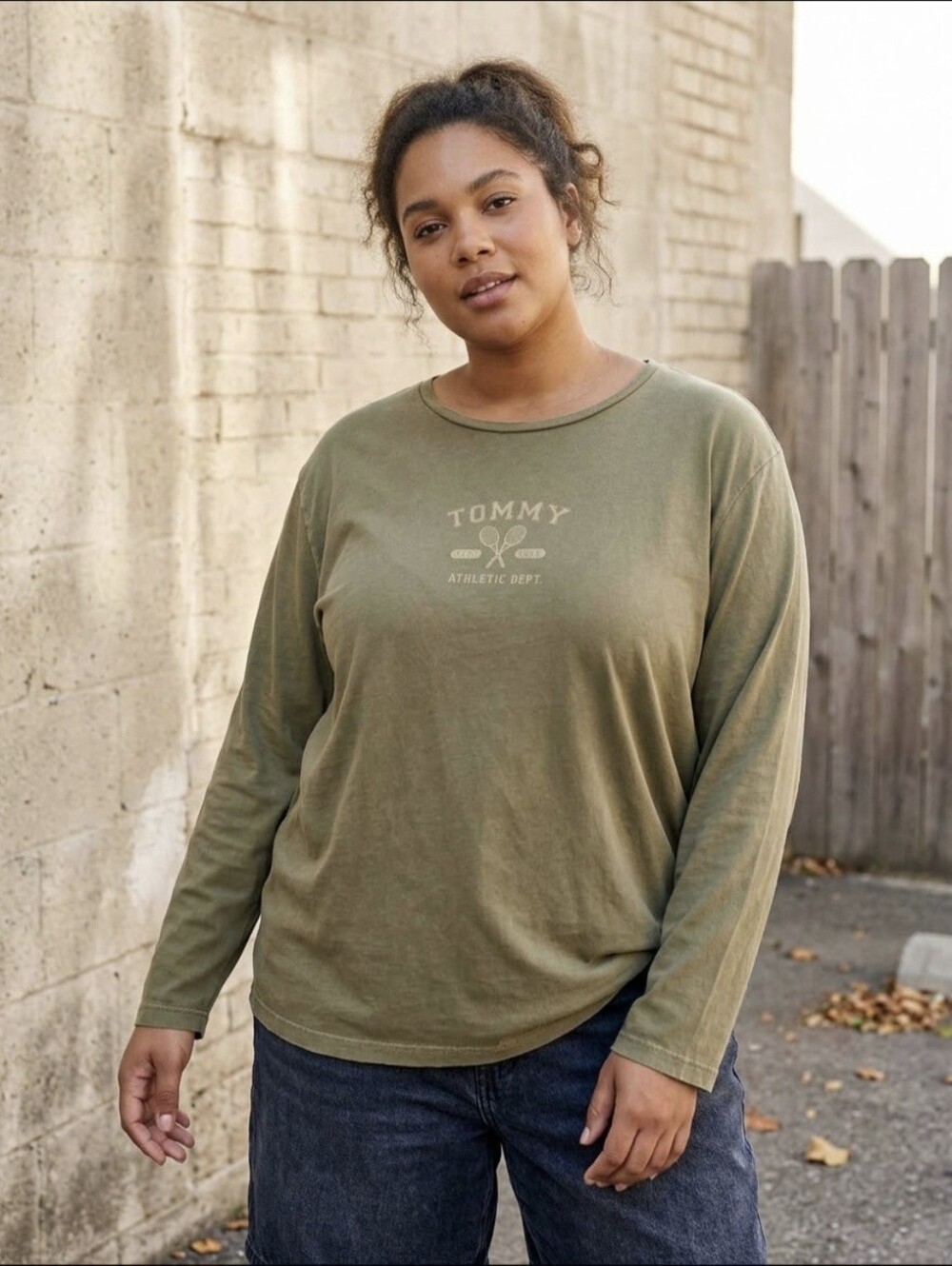 Vintage Tommy Hilfiger Athletic Dept Long Sleeve Shirt 2XL Olive Green
